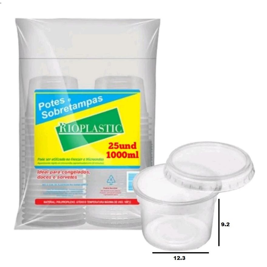 POTE REDONDO 1000G RIOPLASTIC - PCTE 25 UNID - 319... - Só Embalagens & Descartáveis