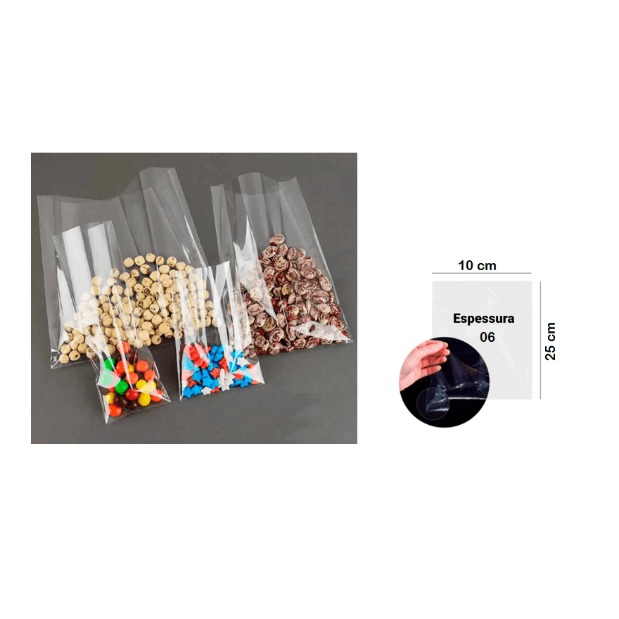 SACO POLIPROPILENO 10x25x06 - PCTE 1 KG (+-660 UNI... - Só Embalagens & Descartáveis