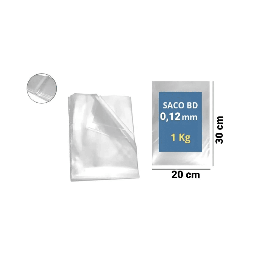 SACO PLASTICO BD 20X30X12 - PCTE 1 KG - 7930001 - Só Embalagens & Descartáveis