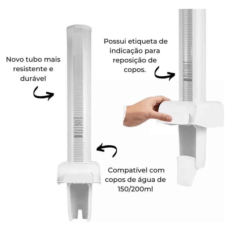 DISPENSER COPO AGUA POUPACOPO BRANCO - UNID - 209... - Só Embalagens & Descartáveis