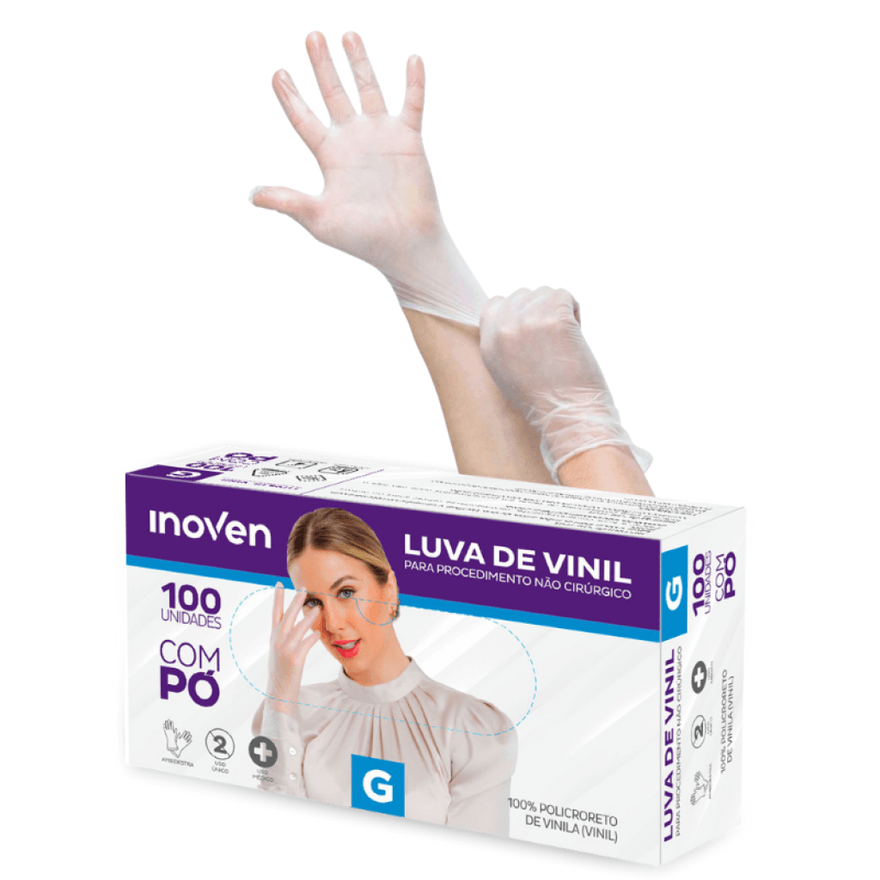 LUVA VINIL C/PO INOVEN (G) - CX 100 UNIDADES - 575... - Só Embalagens & Descartáveis