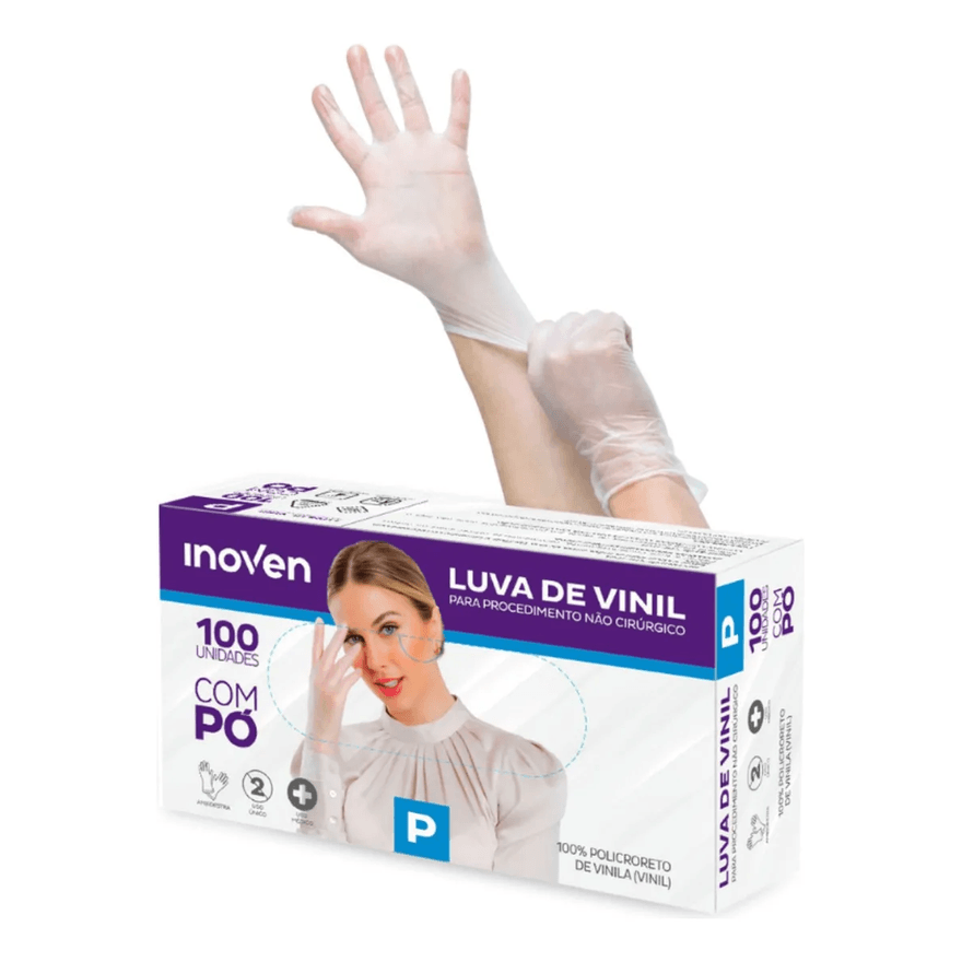 LUVA VINIL C/PO INOVEN (P) - CX 100 UNIDADES - 575... - Só Embalagens & Descartáveis