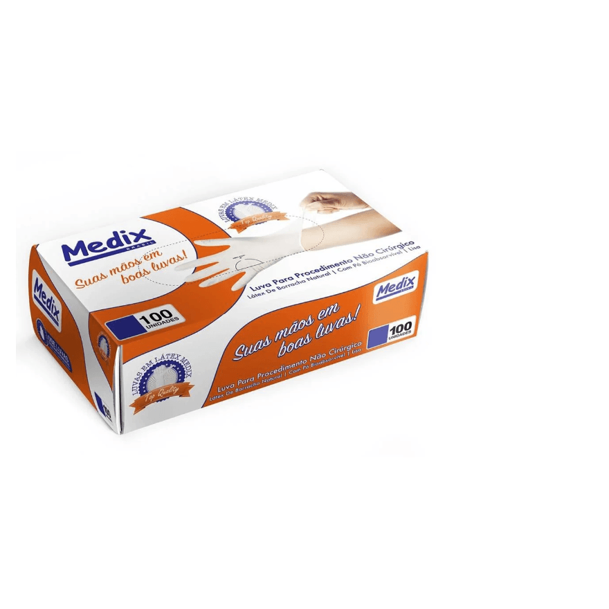 LUVA LATEX C/PO MEDIX (P) - CX 100 UNID - 5832000 - Só Embalagens & Descartáveis