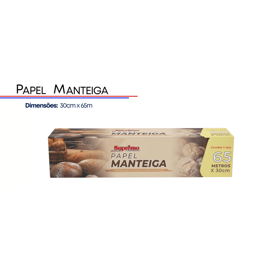 PAPEL MANTEIGA 30x65m SUPREMO - UNIDADE - 58930001 - Só Embalagens & Descartáveis