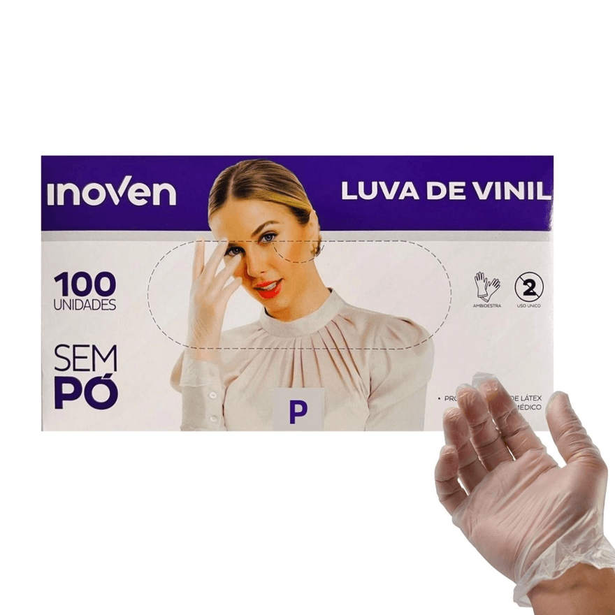 LUVA VINIL S/PO INOVEN (P) - CX 100 UNID - 5465000 - Só Embalagens & Descartáveis