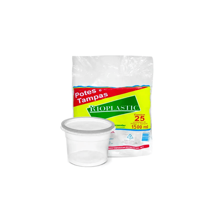 POTE REDONDO 1500G RIOPLASTIC - PCTE 15 UNID - 495... - Só Embalagens & Descartáveis