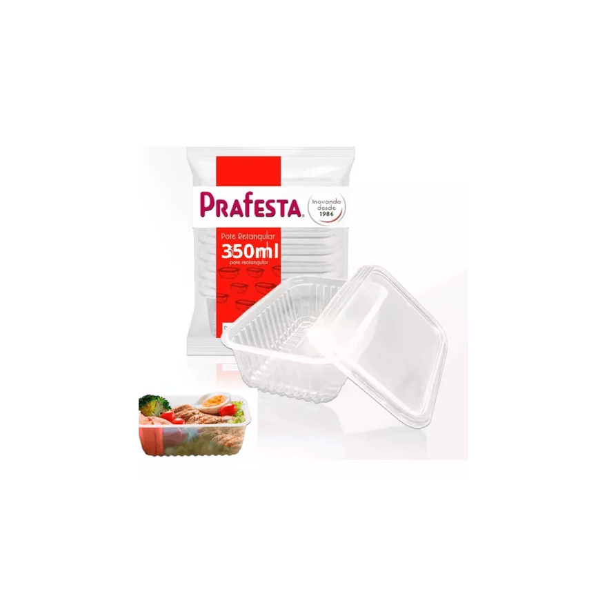 POTE RETANGULAR 0350ML PRAFESTA - PCTE 24 UNID - 5... - Só Embalagens & Descartáveis