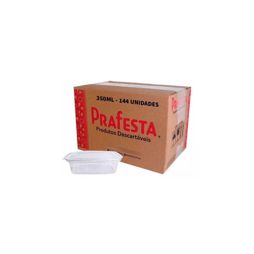 POTE RETANGULAR 0350ML PRAFESTA - CX 144 UNID - 5... - Só Embalagens & Descartáveis