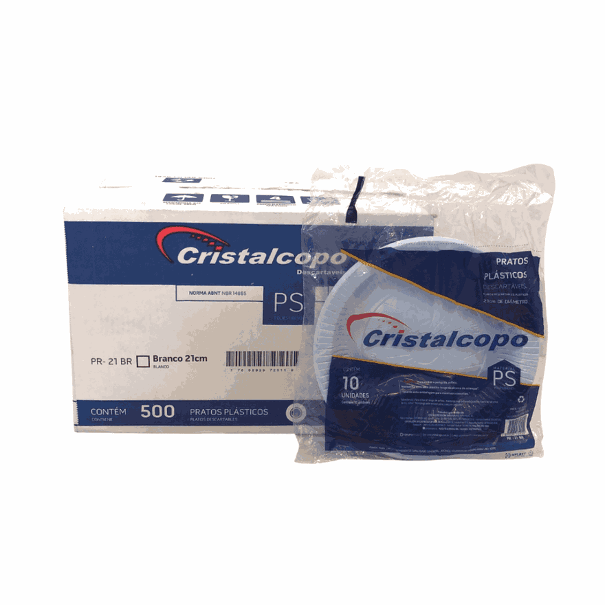 PRATO PLASTICO 21 CM CRISTALCOPO - CX 500 UNID - 3... - Só Embalagens & Descartáveis