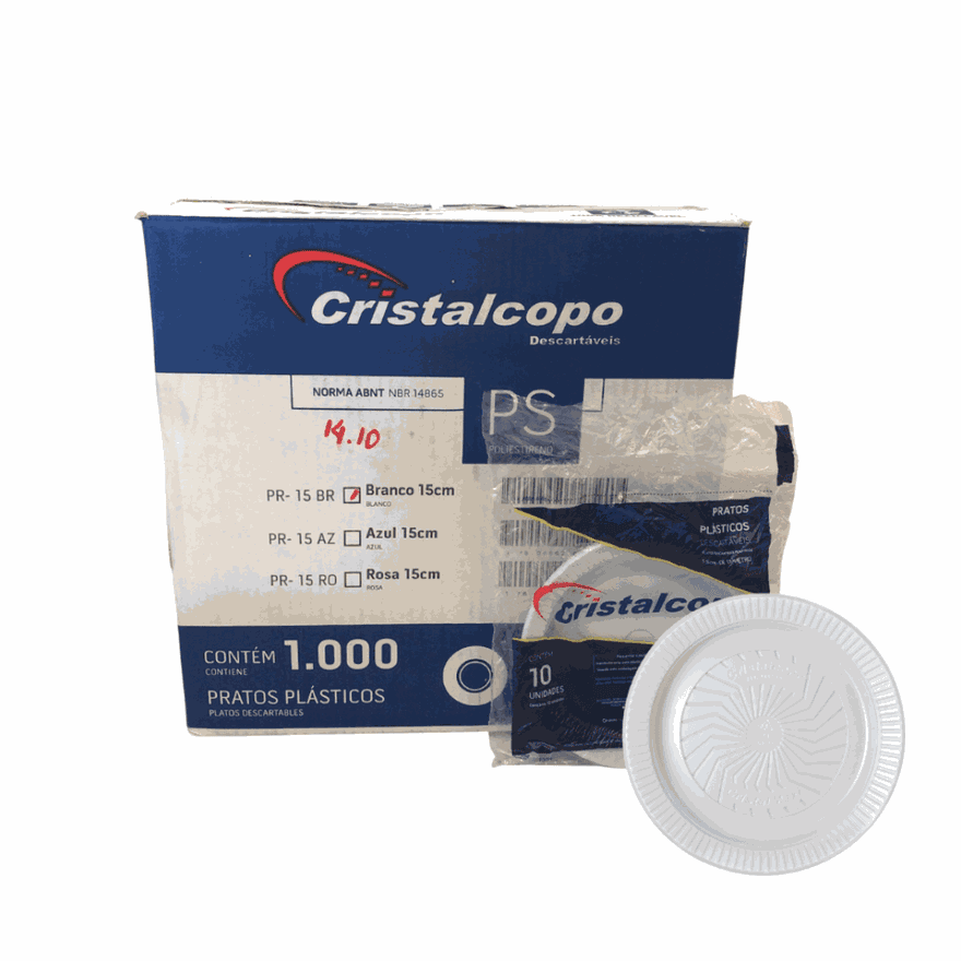 PRATO PLASTICO 15 CM CRISTALCOPO - CX 1000 UNIDS -... - Só Embalagens & Descartáveis