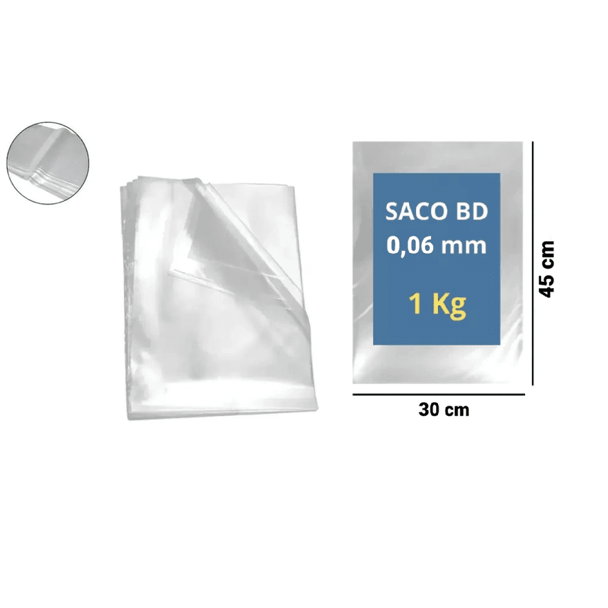 SACO PLAST BAIXA DENS 30X45X06 - PCTE 1 KG - 36670... - Só Embalagens & Descartáveis