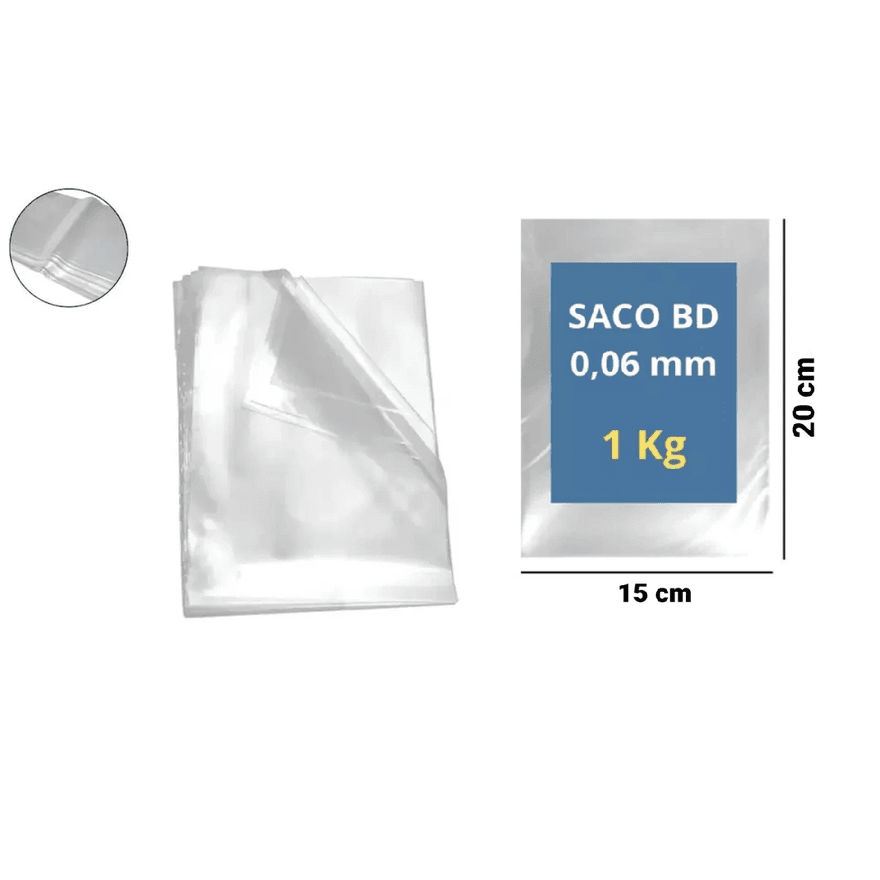 SACO PLAST BAIXA DENS 10X15X06 - PCTE 1 KG - 77500... - Só Embalagens & Descartáveis