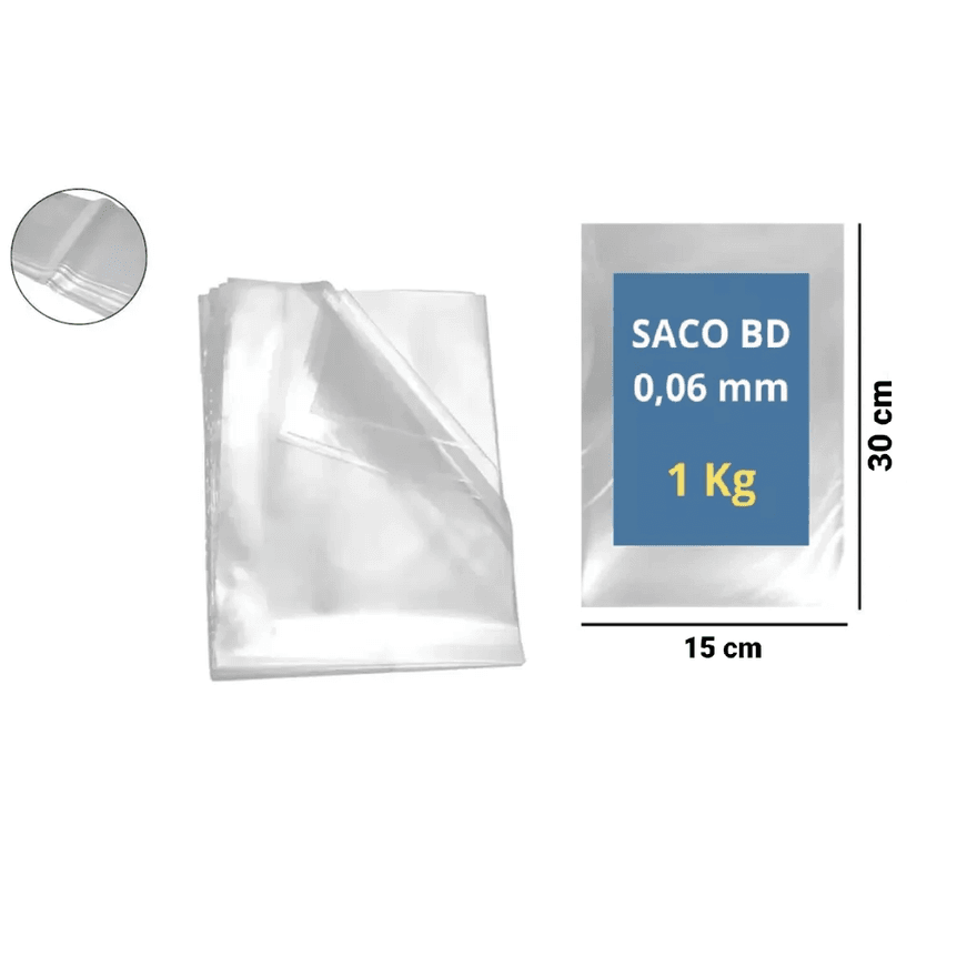 SACO PLAST BAIXA DENS 15X20X06 - PCTE 1 KG - 78400... - Só Embalagens & Descartáveis