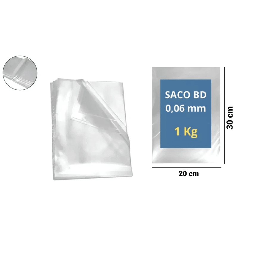SACO PLAST BAIXA DENS 15X30X06 - PCTE 1 KG - 78800... - Só Embalagens & Descartáveis