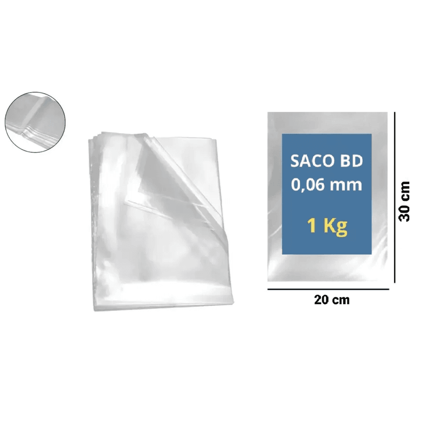 SACO PLAST BAIXA DENS 20X30X06 - PCTE 1 KG - 79200... - Só Embalagens & Descartáveis