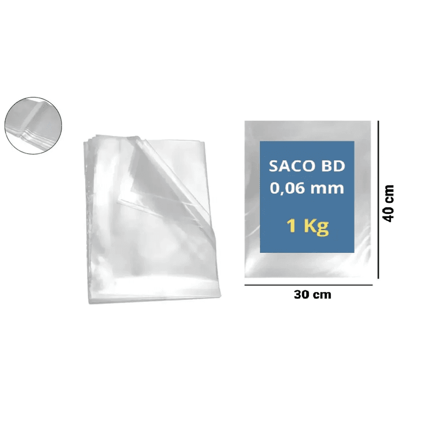 SACO PLAST BAIXA DENS 30X40X06 - PCTE 1 KG - 80700... - Só Embalagens & Descartáveis