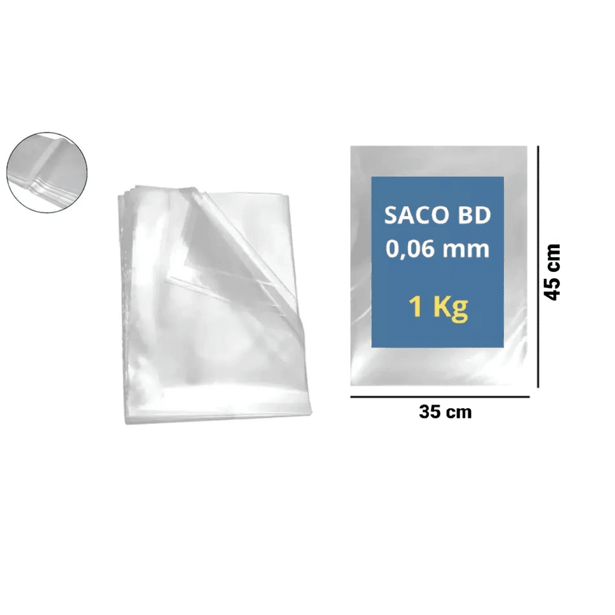SACO PLAST BAIXA DENS 35X45X06 - PCTE 1 KG - 80800... - Só Embalagens & Descartáveis