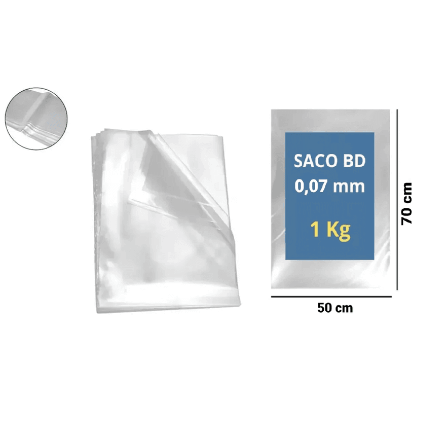 SACO PLAST BAIXA DENS 50X70X07 - PCTE 1 KG - 81400... - Só Embalagens & Descartáveis