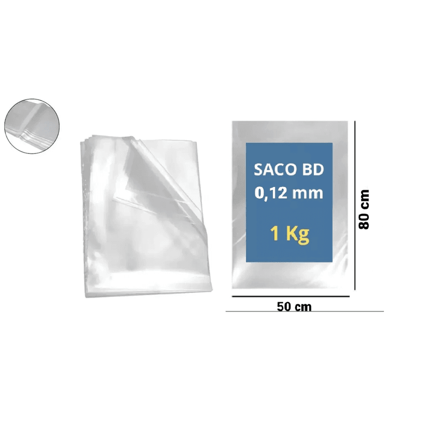 SACO PLAST BAIXA DENS 50X80X12 - PCTE 1 KG - 81600... - Só Embalagens & Descartáveis