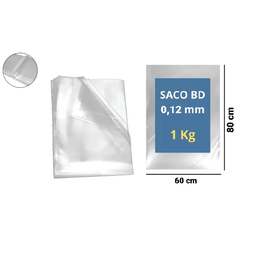 SACO PLAST BAIXA DENS 60X80X12 - PCTE 1 KG - 81800... - Só Embalagens & Descartáveis
