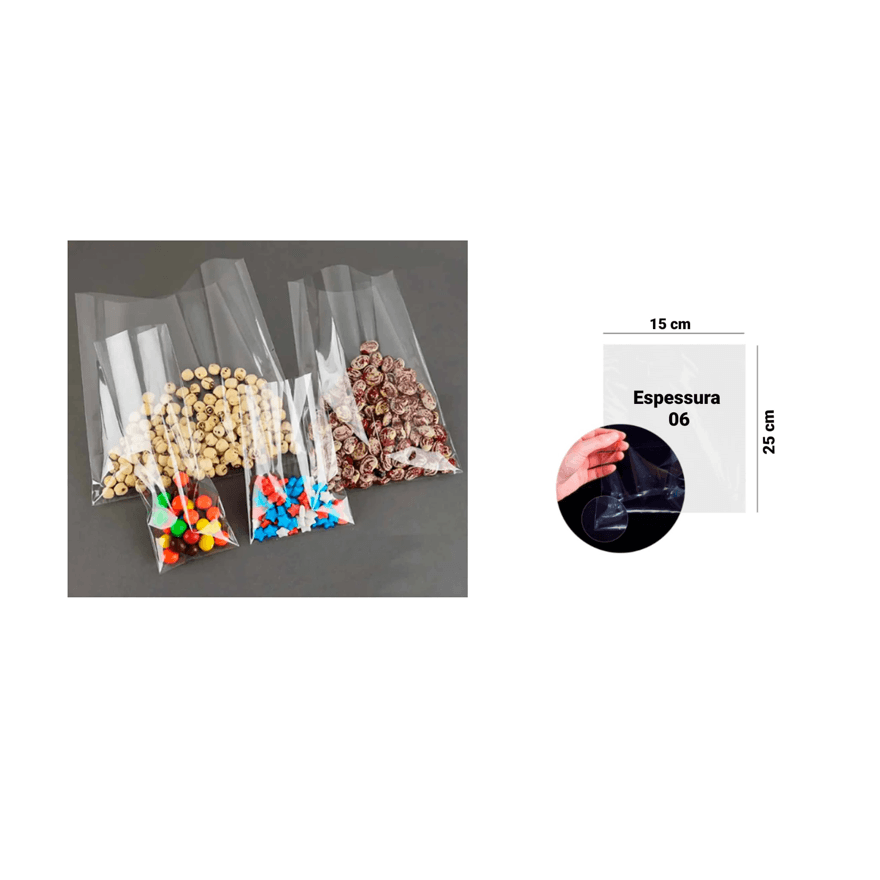 SACO POLIPROPILENO 15X25X06 - PCTE 1 KG - 8520001 - Só Embalagens & Descartáveis