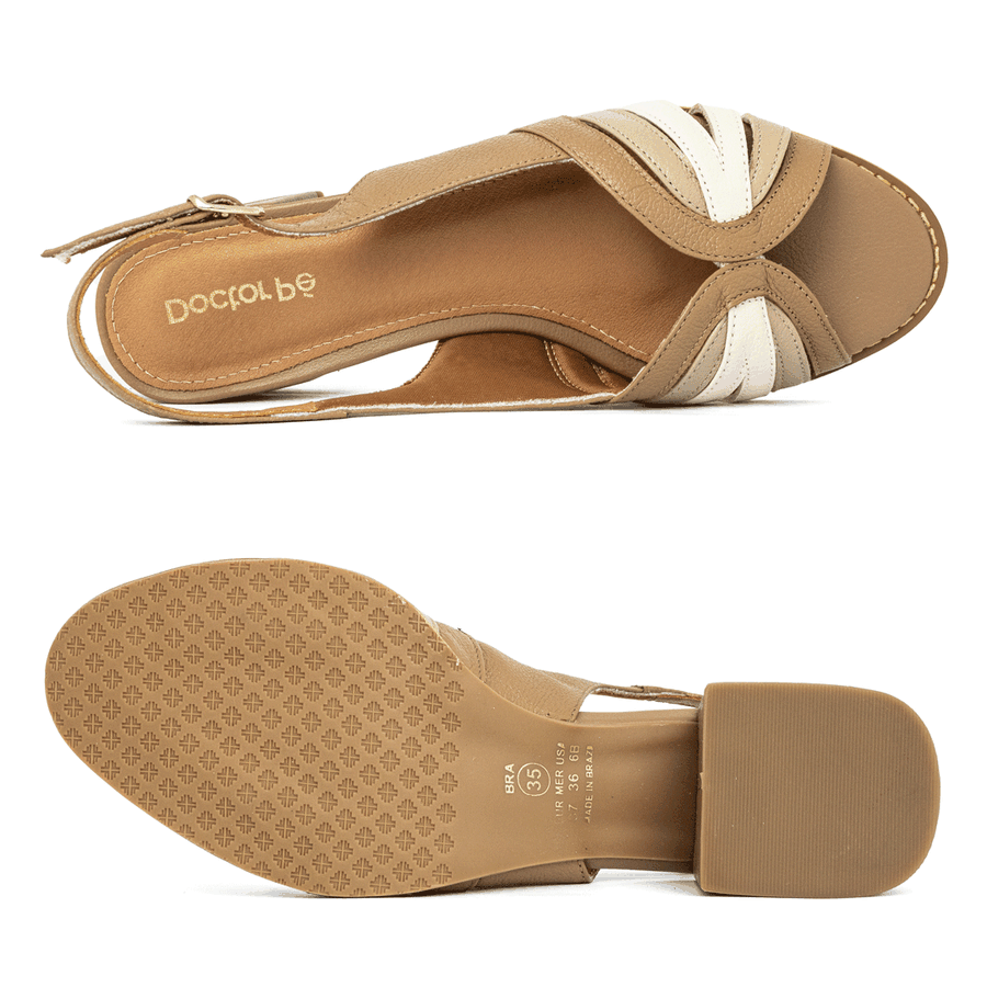SANDÁLIA SOCIAL DOCTOR PÉ EM COURO LEGÍTIMO - 5439A 1441 CAPUCCINO/BAMBU/PORCELANA