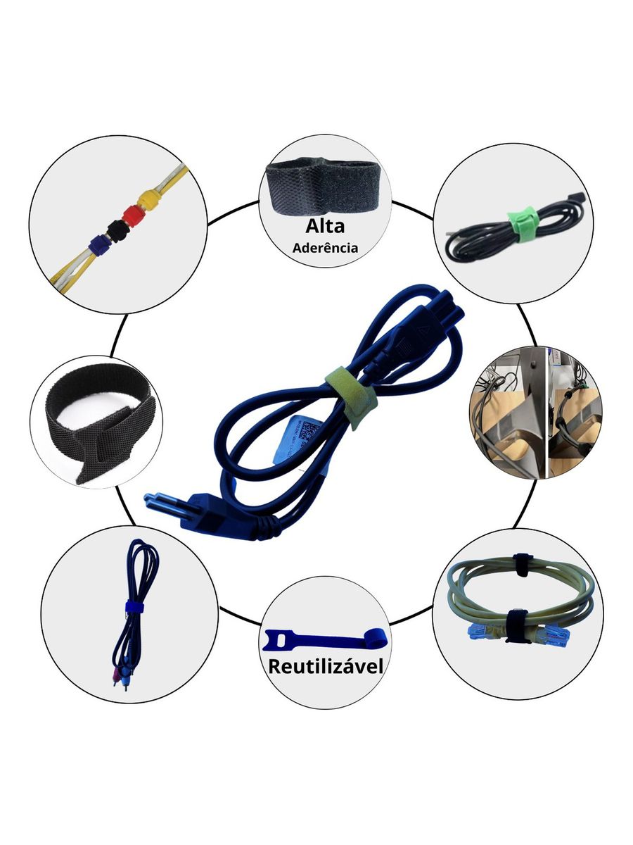 Abraçadeiras De Velcro- Kit 50 Unidades Para Enrolar Cabos .