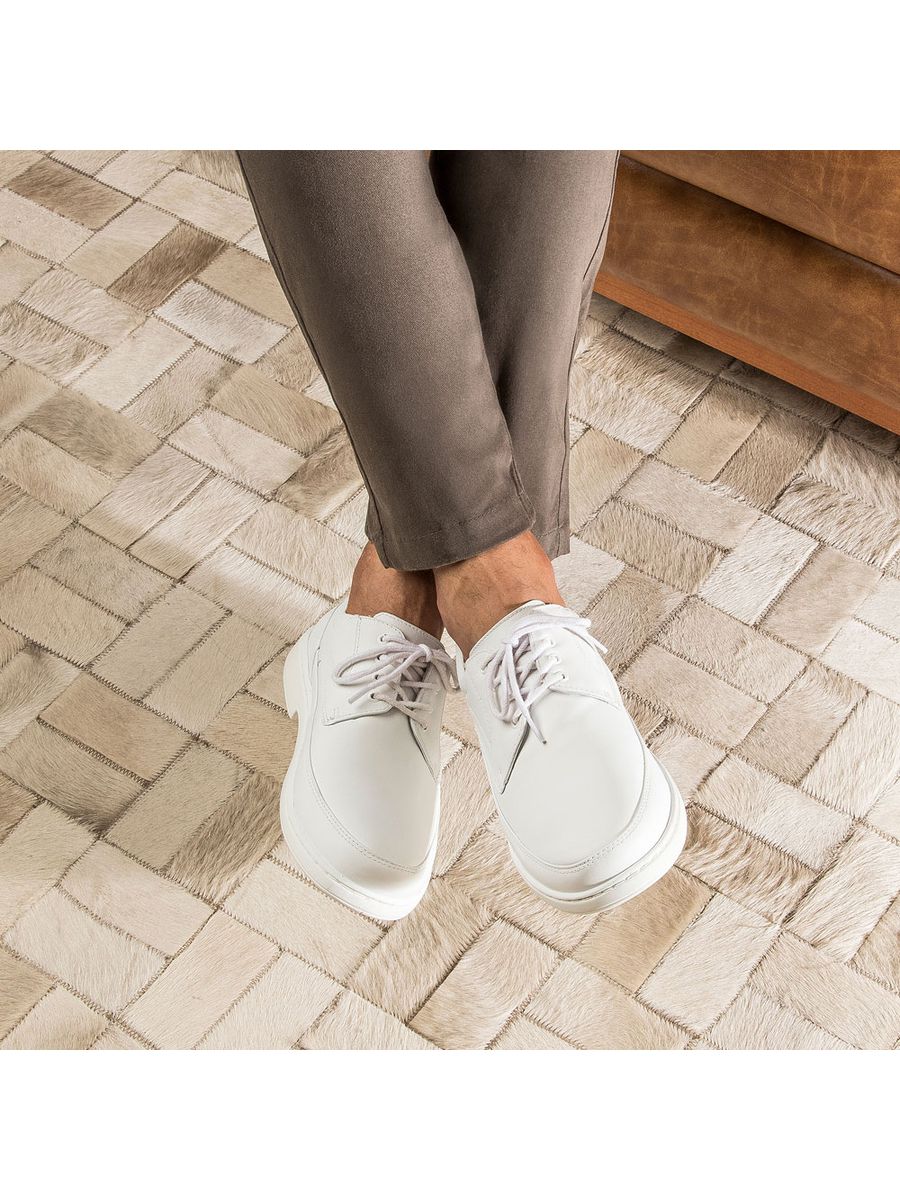 Sapato Masculino Confortável Indicado para Área da Saúde - 2828N - Branco BRANCO/BRANCO