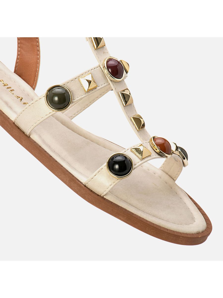 Rasteiras-flats Feminino Milano Off White 14132