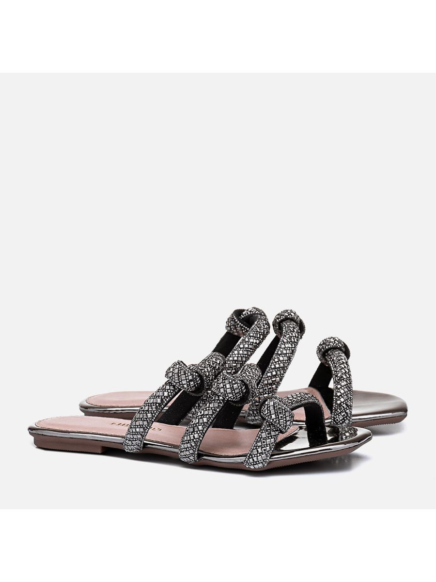 Rasteiras-flats Feminino Milano Prata Velho 13086