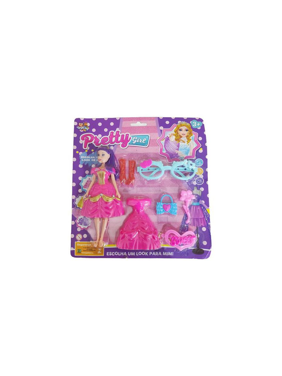 Kit Boneca Pretty Jessie Cabelo Roxo N/a