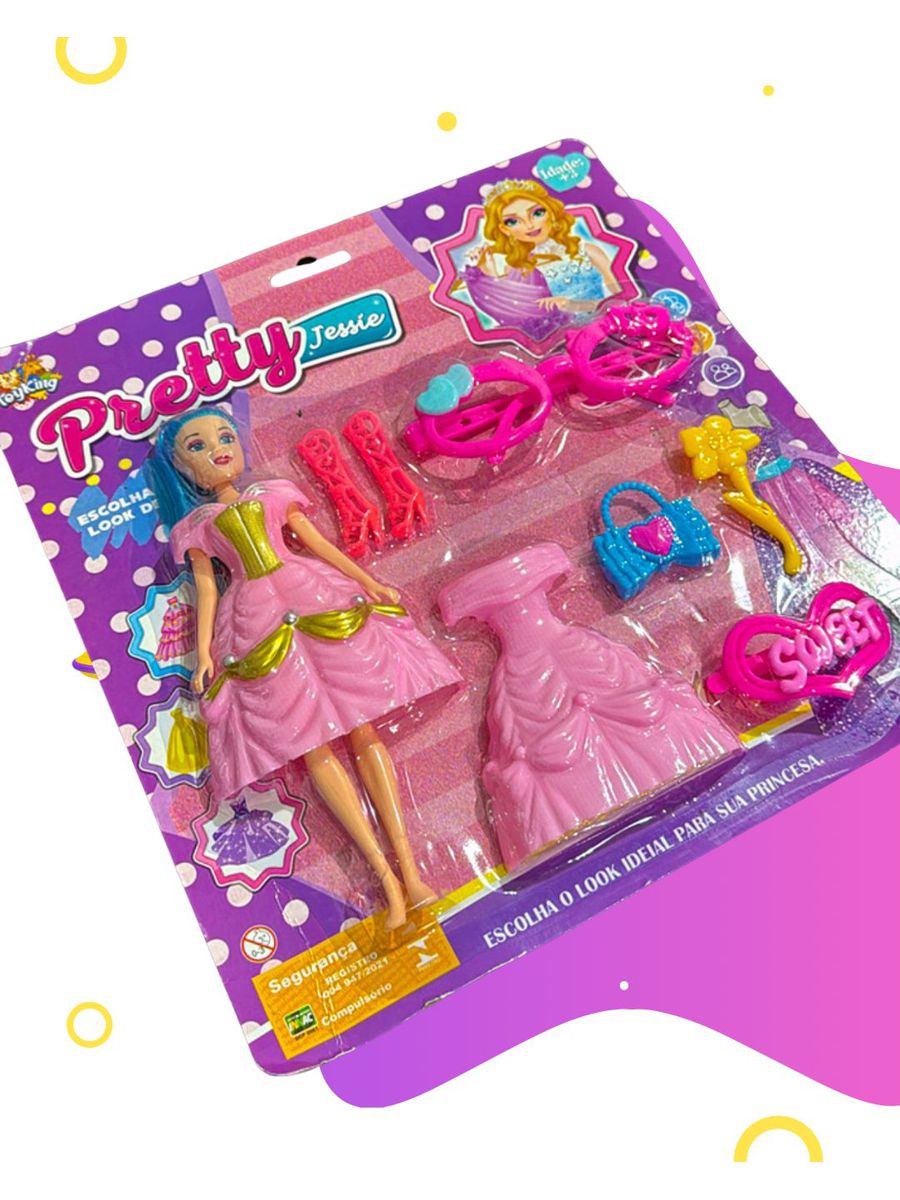 Kit Boneca Pretty Jessie Cabelo Azul N/a