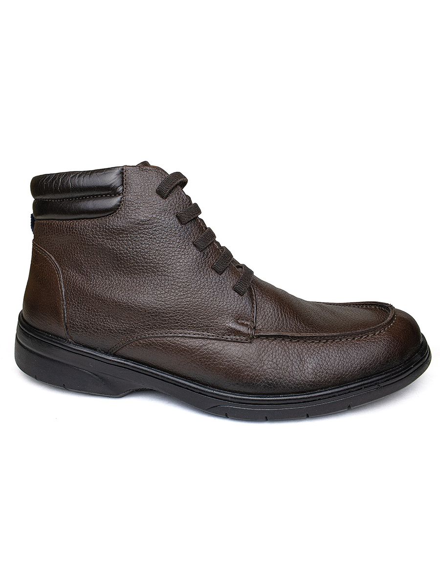 Bota Masculina Confortável em Couro Legítimo - LC18052 - Marrom MARROM