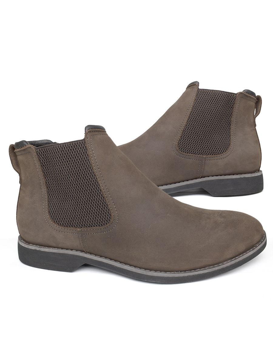 Botina Masculina Super Confortável com Solado Blaqueado em Couro Legítimo - LC252CF - Café CAFÉ/CAFÉ