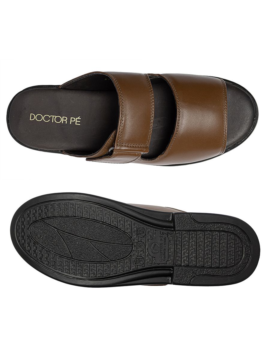 CHINELO CONFORTÁVEL EM COURO LEGÍTIMO DOCTOR PÉ - 511 PINHÃO