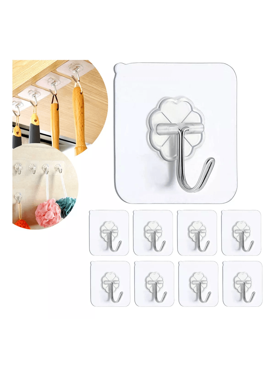Kit Com 20 Ganchos Adesivos Resistentes Fixação Sem Furos Para Parede .