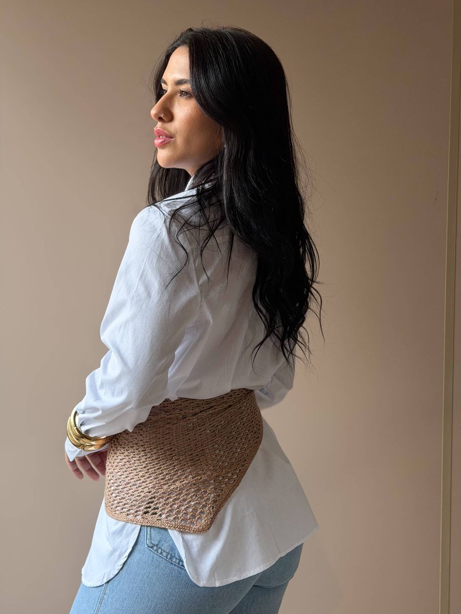 Lenço Em Linha Bege