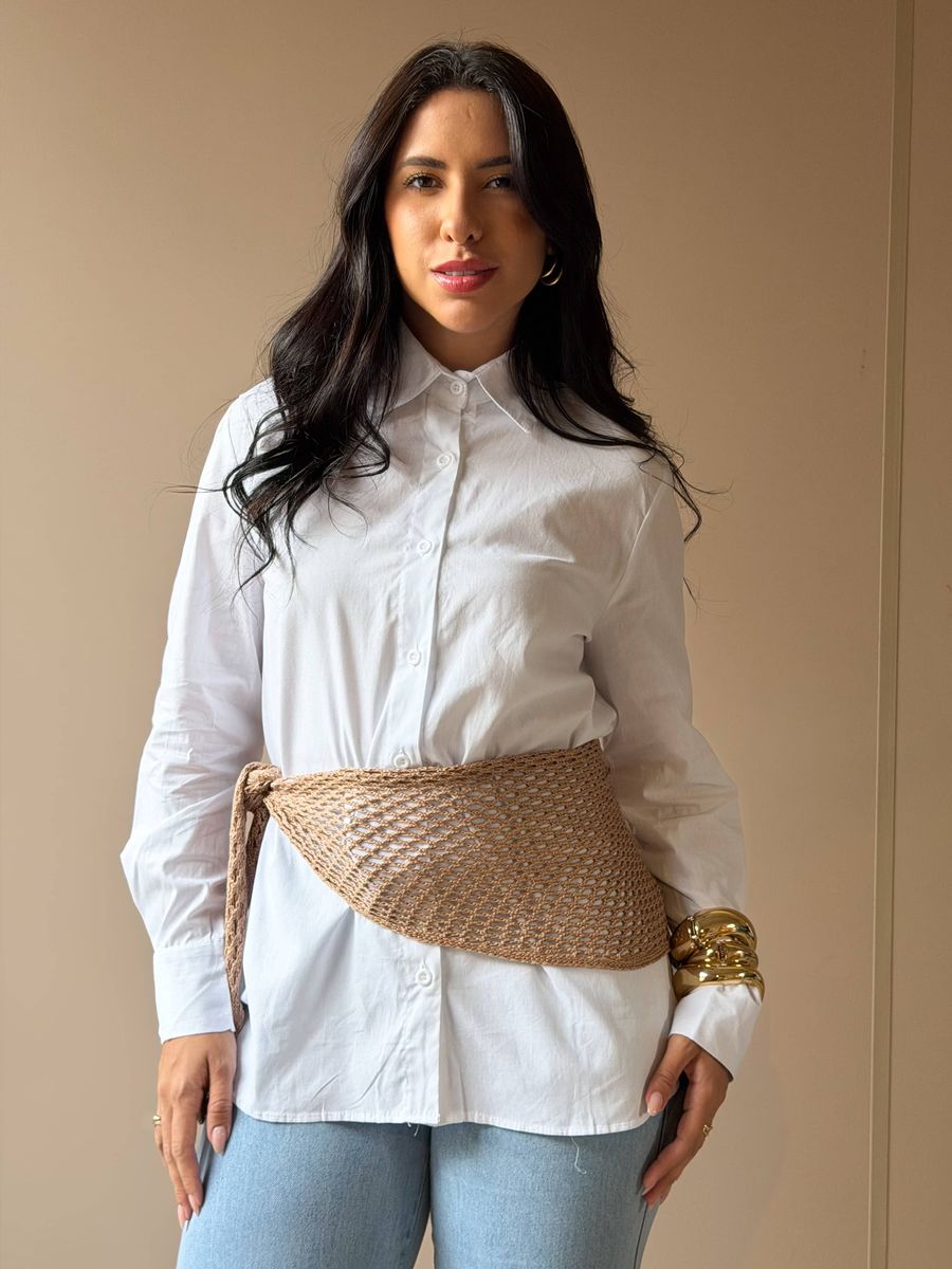 Lenço Em Linha Bege