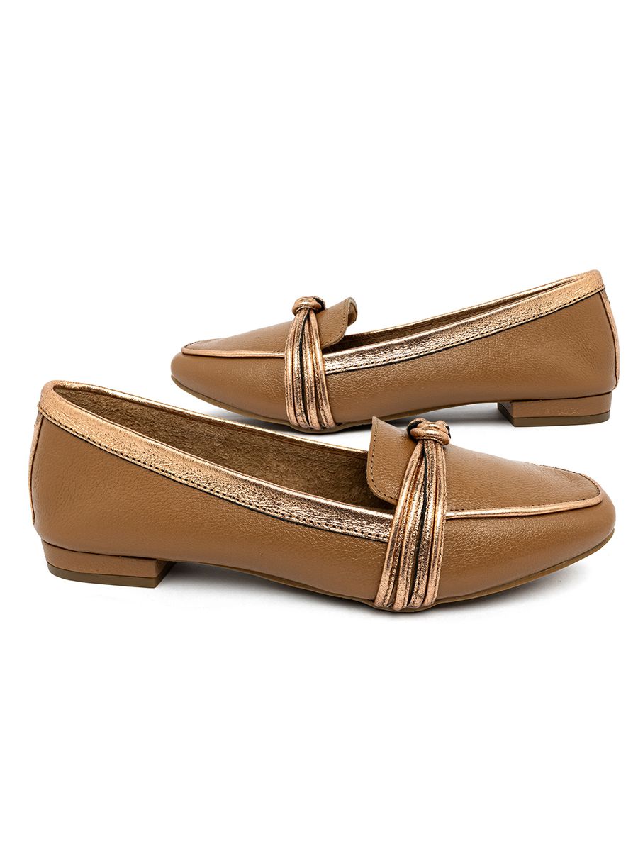 SAPATO MOCASSIM DOCTOR PÉ EM COURO LEGÍTIMO - 6014B 1247 CARAMELO/STONE COBRE