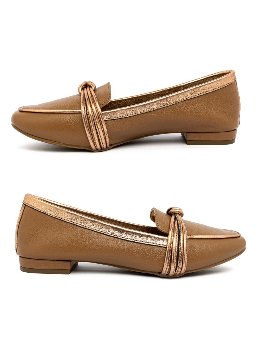SAPATO MOCASSIM DOCTOR PÉ EM COURO LEGÍTIMO - 6014B 1247 CARAMELO/STONE COBRE