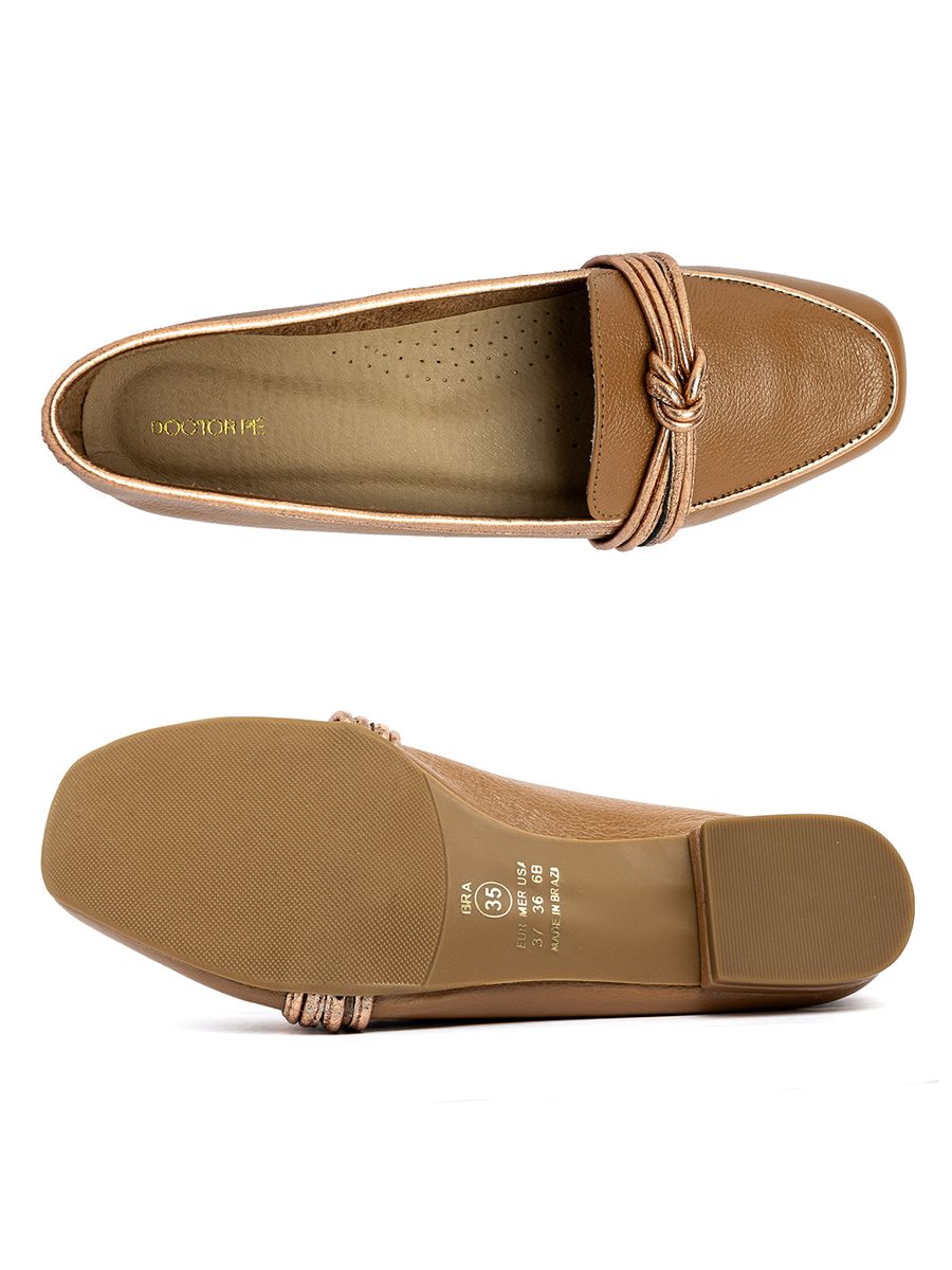 SAPATO MOCASSIM DOCTOR PÉ EM COURO LEGÍTIMO - 6014B 1247 CARAMELO/STONE COBRE