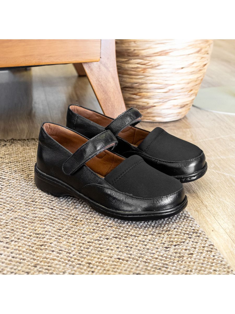 SAPATO INDICADO PARA DIABÉTICOS COM NEOPRENE 51415 PRETO/PRETO