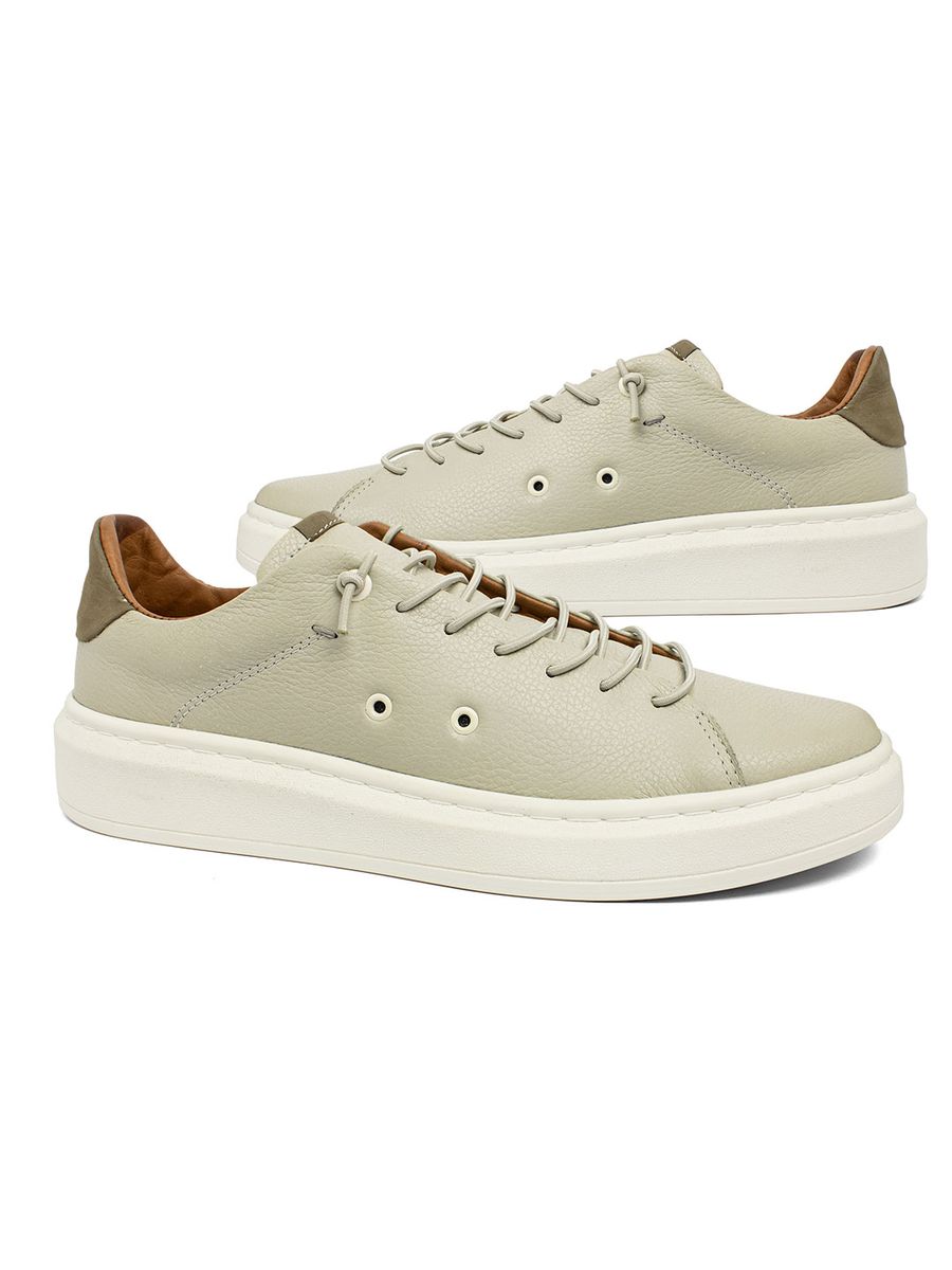 Sapatênis Masculino Extremamente Confortável em Couro Legítimo - LC27001 - Gelo / Fendi GELO/FENDI