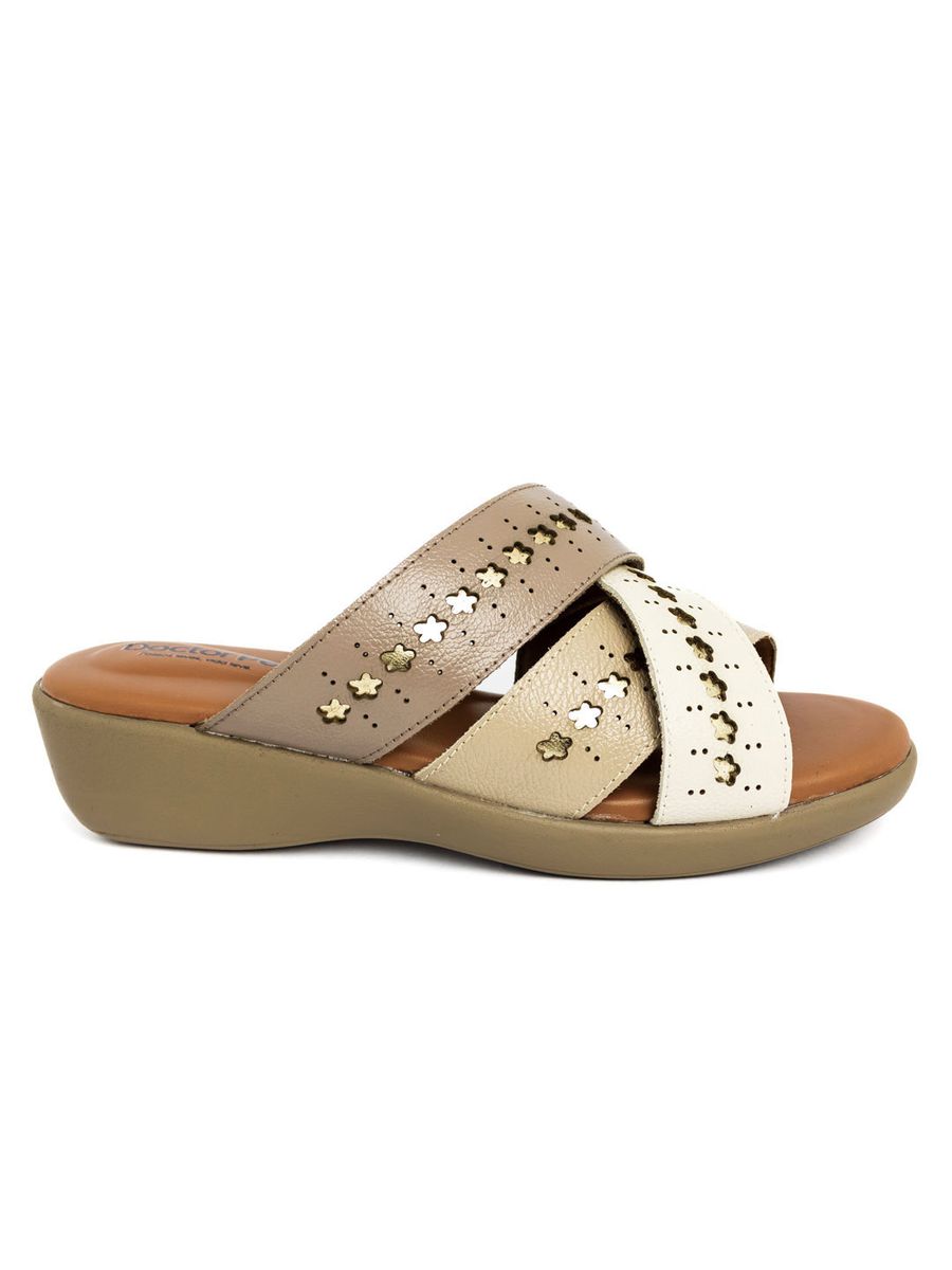 TAMANCO ANATÔMICO EXTREMO CONFORTO DOCTOR PÉ EM COURO - 191061 OFF WHITE/AVELA/FENDI/DOURADO