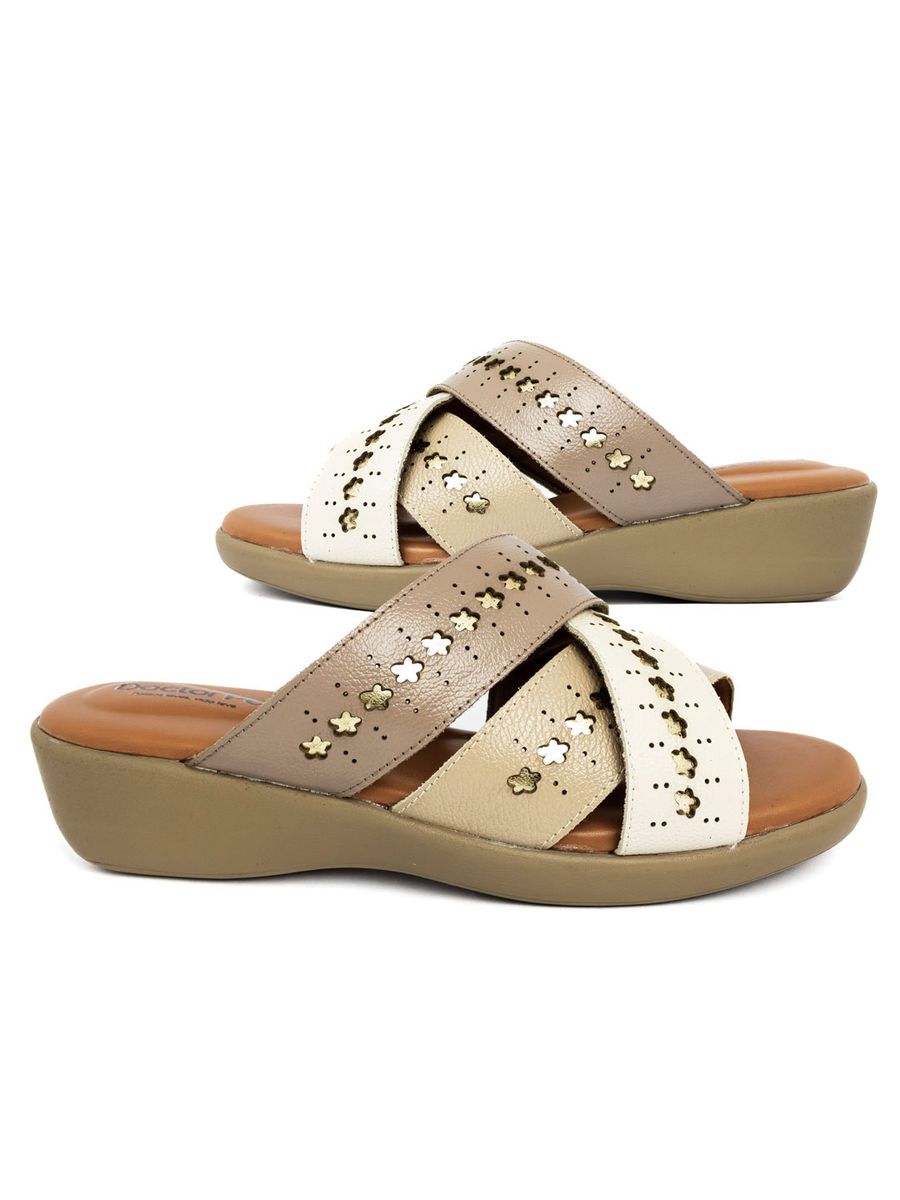 TAMANCO ANATÔMICO EXTREMO CONFORTO DOCTOR PÉ EM COURO - 191061 OFF WHITE/AVELA/FENDI/DOURADO