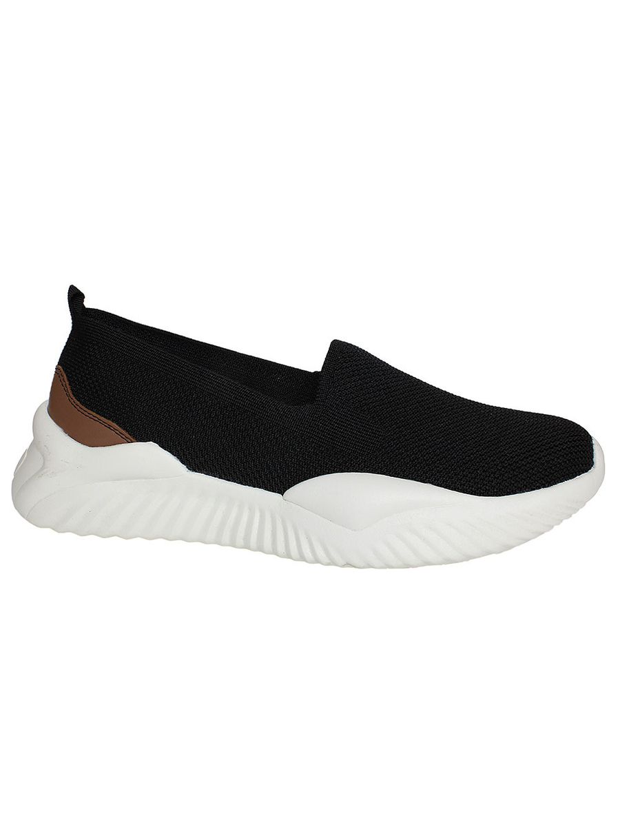 Tênis Feminino Super Confortável em Knit - MC6915 - Preto / Conhaque PRETO/CONHAQUE