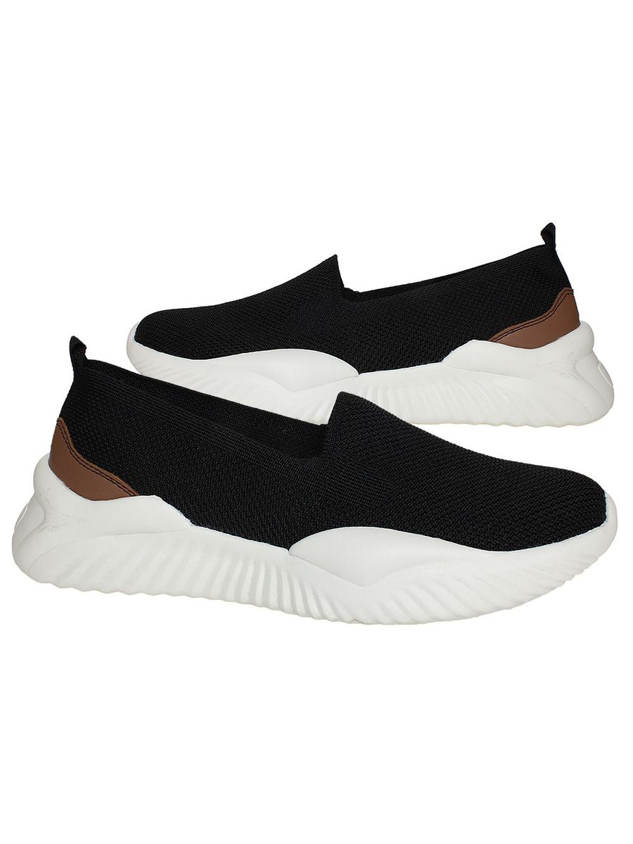Tênis Feminino Super Confortável em Knit - MC6915 - Preto / Conhaque PRETO/CONHAQUE