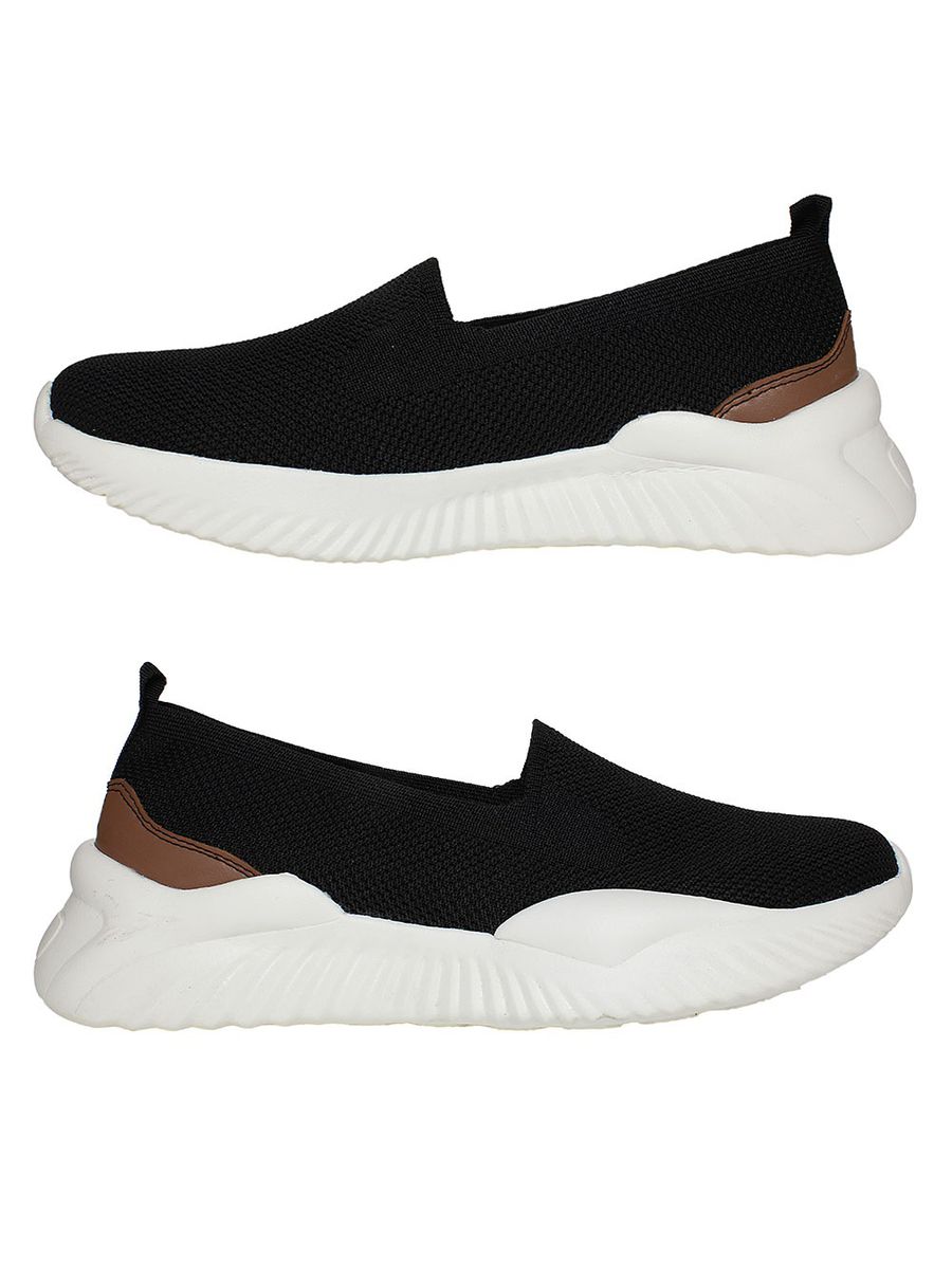 Tênis Feminino Super Confortável em Knit - MC6915 - Preto / Conhaque PRETO/CONHAQUE