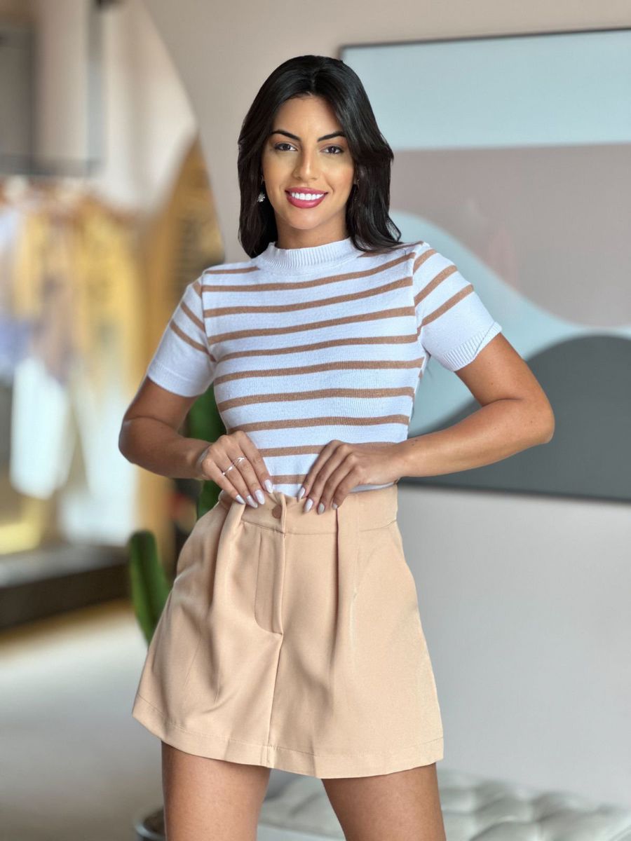 Short Saia Alfaiataria Alexia BEGE