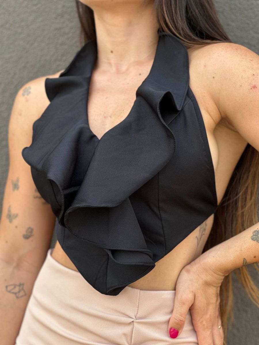 Cropped Frente Única Ariana PRETO